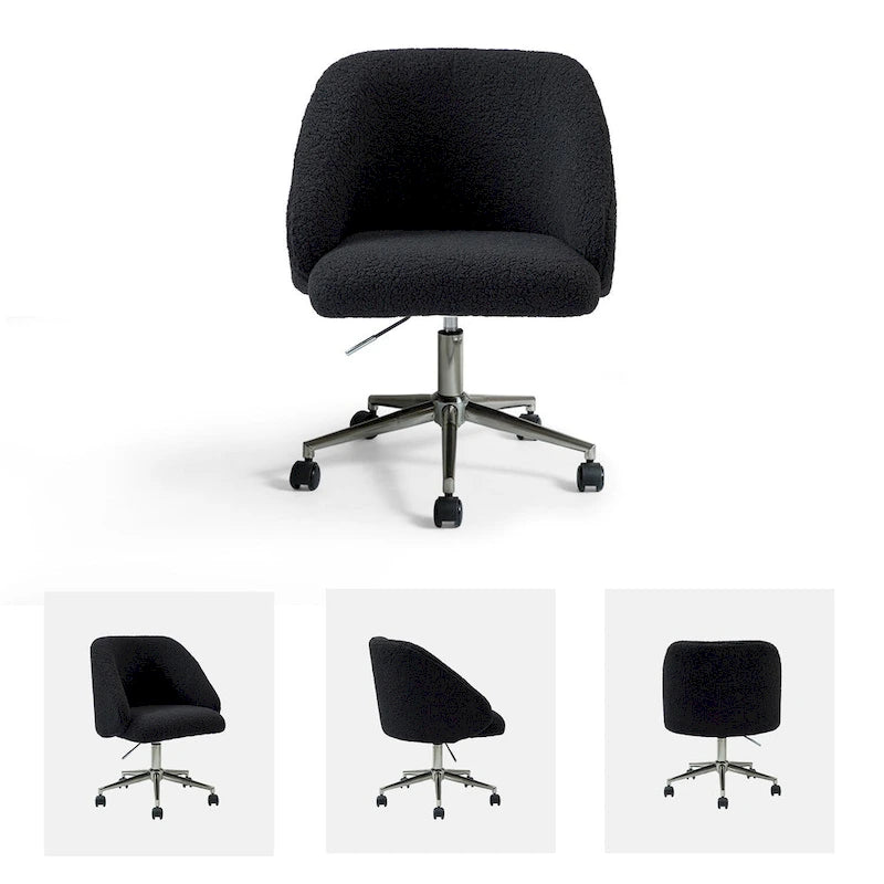 Joah Modern Boucle 360 Swivel Height Adjustable Swivel Office Chair with Rolling Wheels by HULALA HOME - N/A