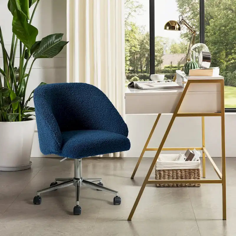 Joah Modern Boucle 360 Swivel Height Adjustable Swivel Office Chair with Rolling Wheels by HULALA HOME - N/A