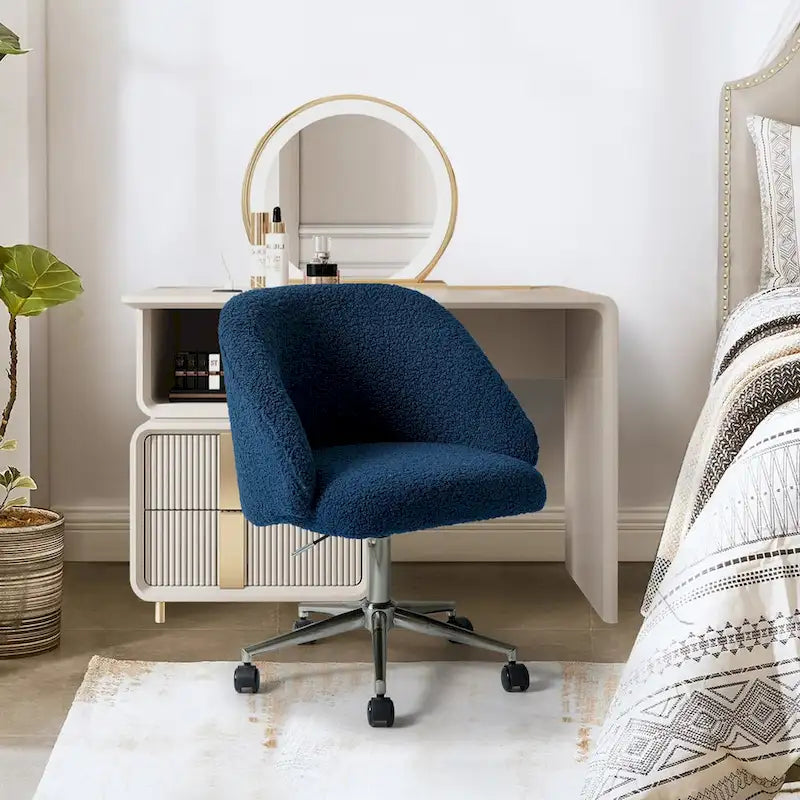Joah Modern Boucle 360 Swivel Height Adjustable Swivel Office Chair with Rolling Wheels by HULALA HOME - N/A