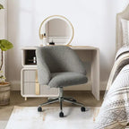 Joah Modern Boucle 360 Swivel Height Adjustable Swivel Office Chair with Rolling Wheels by HULALA HOME - N/A