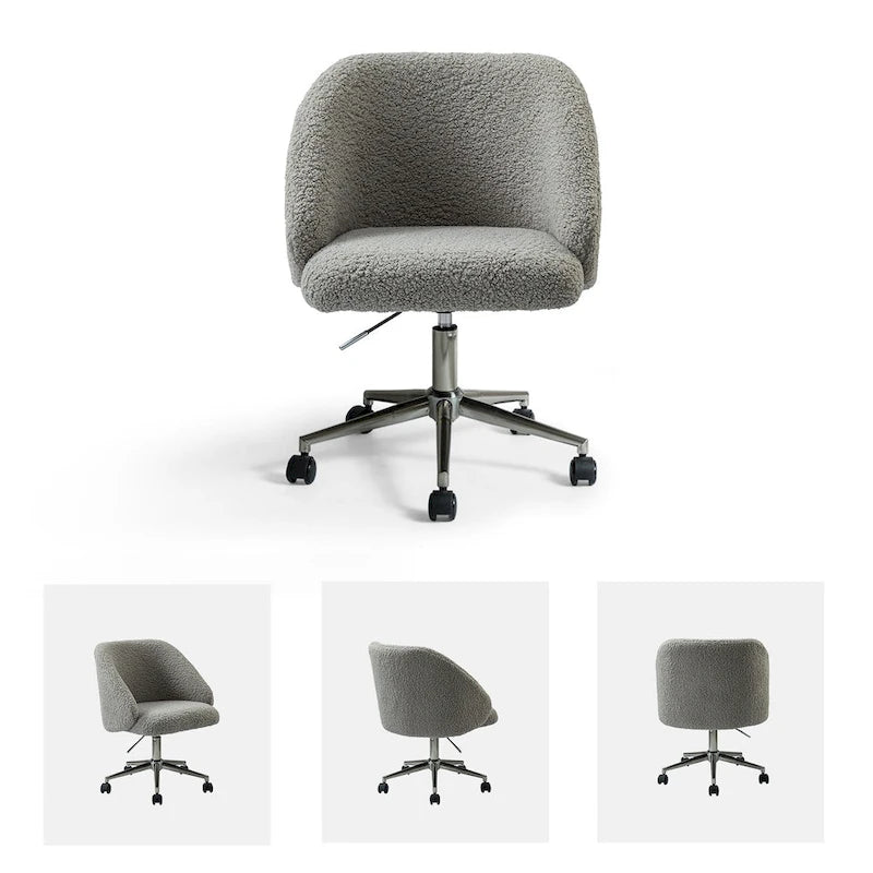 Joah Modern Boucle 360 Swivel Height Adjustable Swivel Office Chair with Rolling Wheels by HULALA HOME - N/A