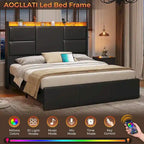 Bed Frame with Tall Stroage Headboard Platform Bed Frame