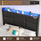 Bed Frame with Tall Stroage Headboard Platform Bed Frame