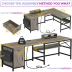 L Shaped Computer Desk Drawer Power Strip Storage Cabinet Storage Bag