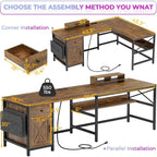 L Shaped Computer Desk Drawer Power Strip Storage Cabinet Storage Bag