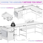 L Shaped Computer Desk Drawer Power Strip Storage Cabinet Storage Bag