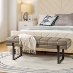 Laurens Modern 52.5 Channel Tufted Bench with Mental Legs by HULALA HOME