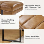 Laurens Modern 52.5 Channel Tufted Bench with Mental Legs by HULALA HOME