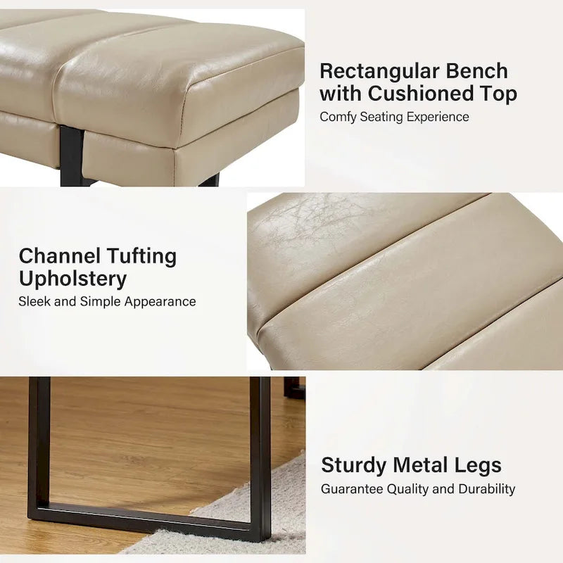 Laurens Modern 52.5 Channel Tufted Bench with Mental Legs by HULALA HOME
