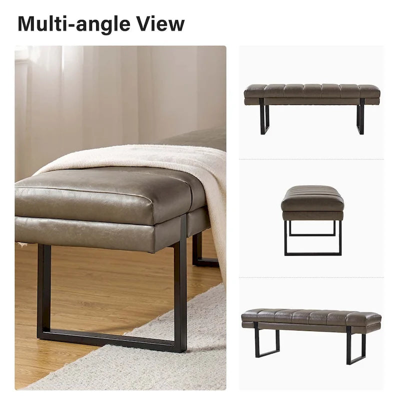 Laurens Modern 52.5 Channel Tufted Bench with Mental Legs by HULALA HOME