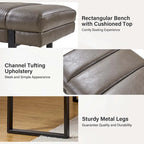 Laurens Modern 52.5 Channel Tufted Bench with Mental Legs by HULALA HOME