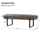 Laurens Modern 52.5 Channel Tufted Bench with Mental Legs by HULALA HOME