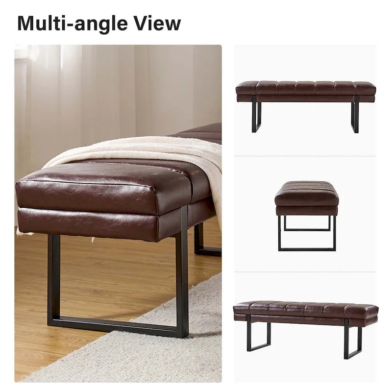 Laurens Modern 52.5 Channel Tufted Bench with Mental Legs by HULALA HOME