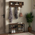 2-in-1 Coat Rack Shoe Bench Set, 5-Hook Hall Tree with Bench and Shoe Storage