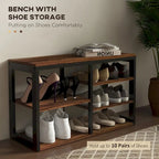 2-in-1 Coat Rack Shoe Bench Set, 5-Hook Hall Tree with Bench and Shoe Storage