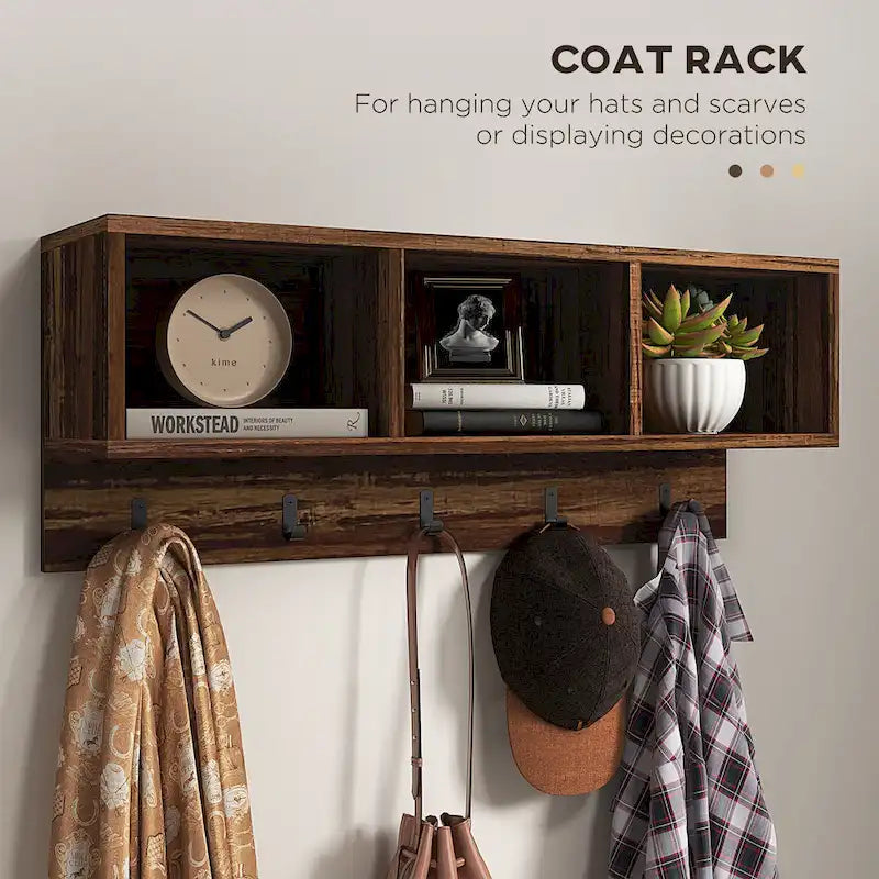 2-in-1 Coat Rack Shoe Bench Set, 5-Hook Hall Tree with Bench and Shoe Storage