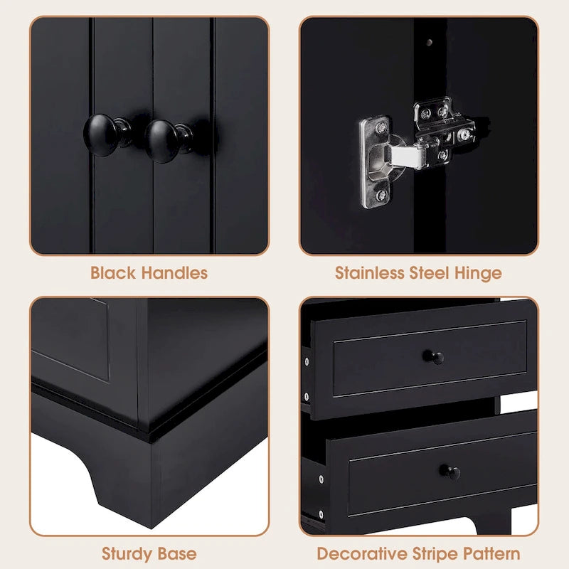 Modern Storage Cabinet with 2 Doors and 4 Drawers for Bathroom, Office