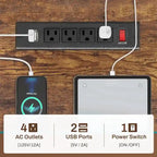 L Shaped Computer Desk Gaming Desk Keyboard Tray Power Outlets & LED