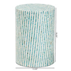 Draven Modern Bohemian White and Blue Mother of Pearl End Table
