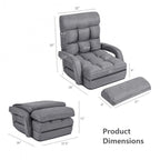 Folding Lazy Floor Chair Sofa with Armrests and Pillow - 22 x 26 x 29 (L x W x H)