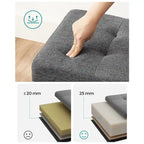 Fabric Upholstered 43 Wide Small Storage Ottoman with Wooden Legs and Tufted Lid