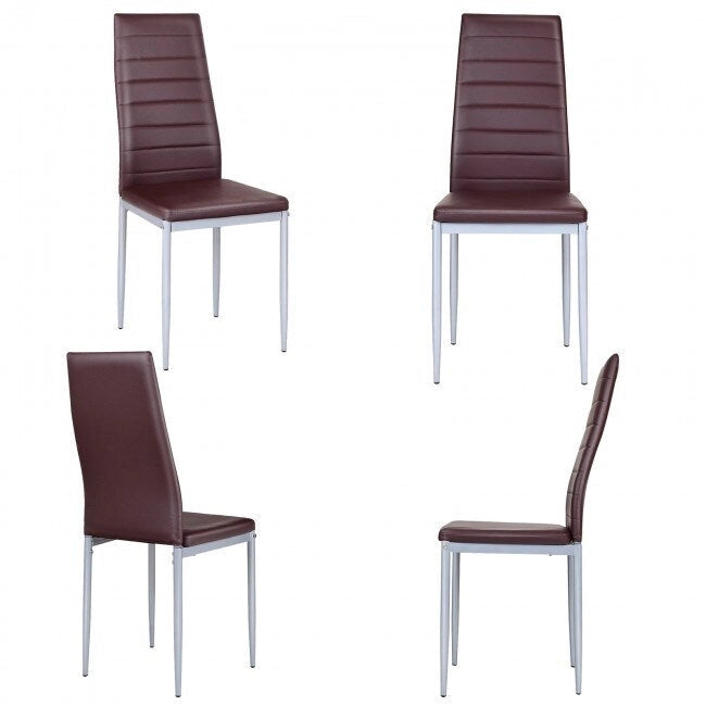 4 Pieces PVC Elegant Design Leather Dining Chairs with Solid Metal Legs - 16.0 x 20.0 x 38.5 (W x D x H)