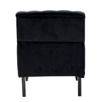 Geltrude Transitional Upholstered Button Tufted Club Chair with turned wooden Legs by HULALA HOME
