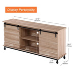 WAMPAT Farmhouse Sliding Barn Door TV Stands Storage Cabinets Entertainment Stand for TVs Up to 65