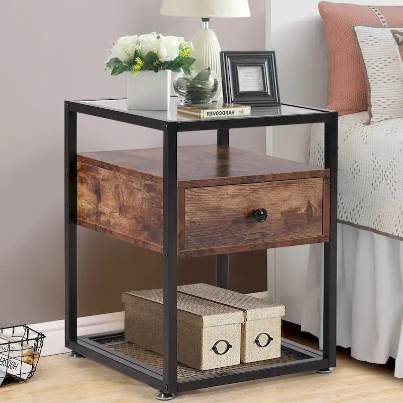 Taomika 3 Pieces Modern Coffee Table Set with Storage Shelves,Brown/Black Sets