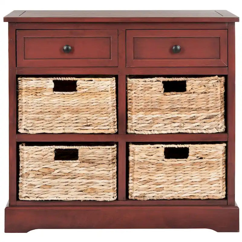 Ardelia Red 6-Drawer Storage Unit (Fully Assembled) - 30Wx13Dx26H