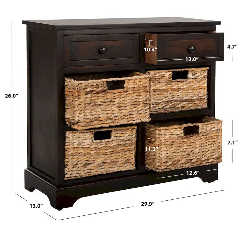 Ardelia Red 6-Drawer Storage Unit (Fully Assembled) - 30Wx13Dx26H