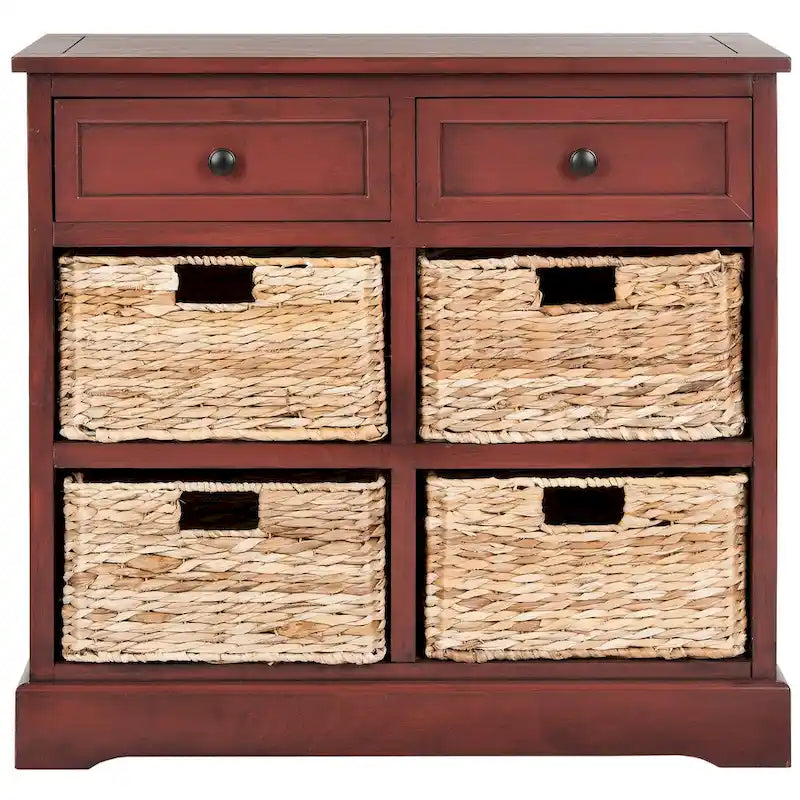 Ardelia Red 6-Drawer Storage Unit (Fully Assembled) - 30Wx13Dx26H
