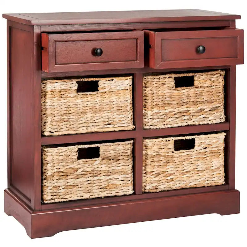 Ardelia Red 6-Drawer Storage Unit (Fully Assembled) - 30Wx13Dx26H