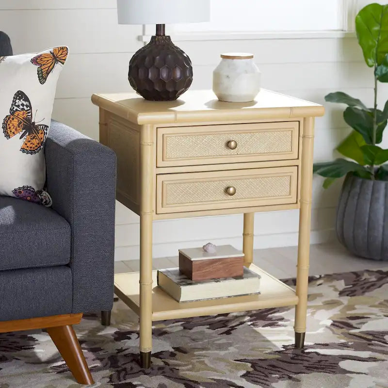 SAFAVIEH Dessa 2-Drawer 1-Shelf Accent Table. - 21 W x 18 D x 27 H - 21Wx18Dx27H