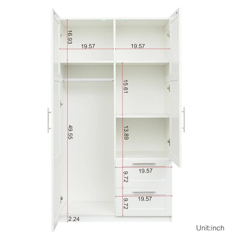 High Wardrobe/Armoires with 2 drawers and 5 storage spaces