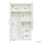 High Wardrobe/Armoires with 2 drawers and 5 storage spaces