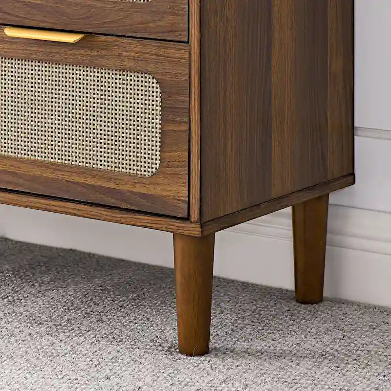 Farmhouse Wooden Storage Chest,Modern Dresser Cabinet with 3 Wide Drawers and Metal Handles