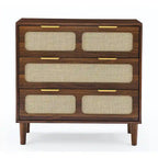 Farmhouse Wooden Storage Chest,Modern Dresser Cabinet with 3 Wide Drawers and Metal Handles