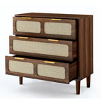 Farmhouse Wooden Storage Chest,Modern Dresser Cabinet with 3 Wide Drawers and Metal Handles