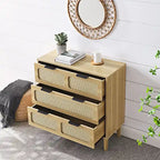 Farmhouse Wooden Storage Chest,Modern Dresser Cabinet with 3 Wide Drawers and Metal Handles