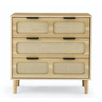 Farmhouse Wooden Storage Chest,Modern Dresser Cabinet with 3 Wide Drawers and Metal Handles