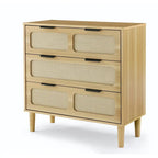 Farmhouse Wooden Storage Chest,Modern Dresser Cabinet with 3 Wide Drawers and Metal Handles