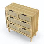 Farmhouse Wooden Storage Chest,Modern Dresser Cabinet with 3 Wide Drawers and Metal Handles