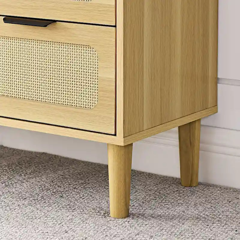 Farmhouse Wooden Storage Chest,Modern Dresser Cabinet with 3 Wide Drawers and Metal Handles