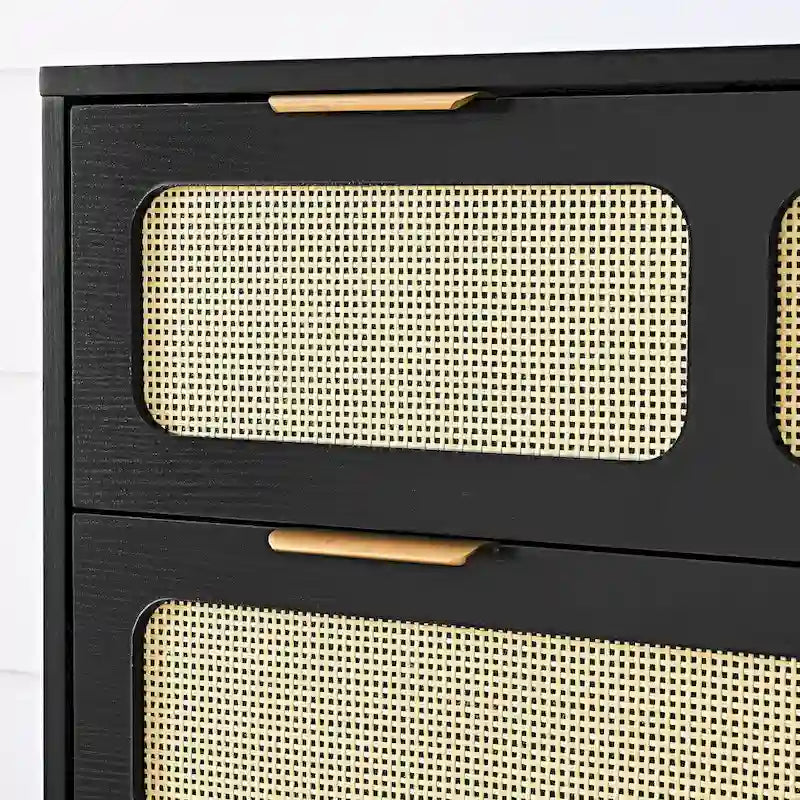 Farmhouse Wooden Storage Chest,Modern Dresser Cabinet with 3 Wide Drawers and Metal Handles