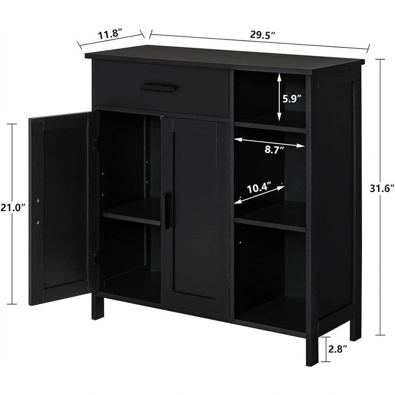 Storage Cabinet with Doors and Shelves - 11.8D x 29.5W x 31.6H