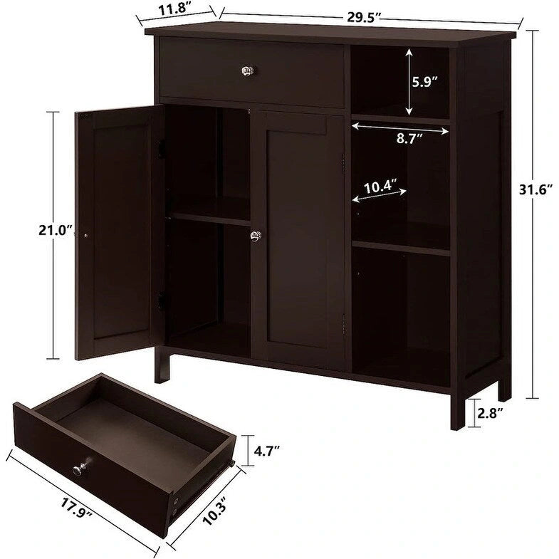 Storage Cabinet with Doors and Shelves - 11.8D x 29.5W x 31.6H