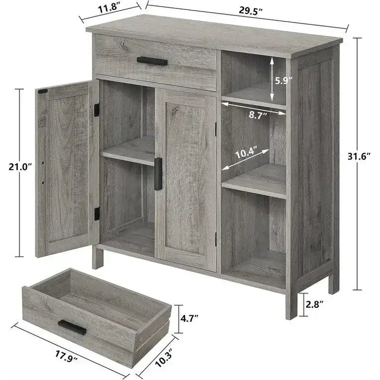 Storage Cabinet with Doors and Shelves - 11.8D x 29.5W x 31.6H