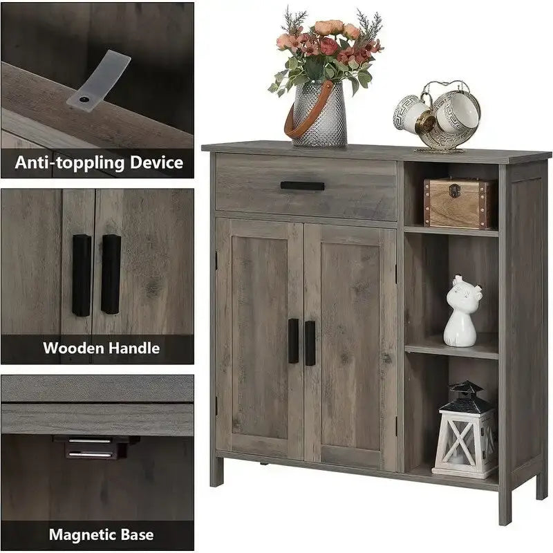 Storage Cabinet with Doors and Shelves - 11.8D x 29.5W x 31.6H