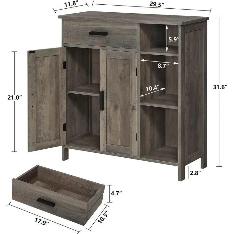 Storage Cabinet with Doors and Shelves - 11.8D x 29.5W x 31.6H